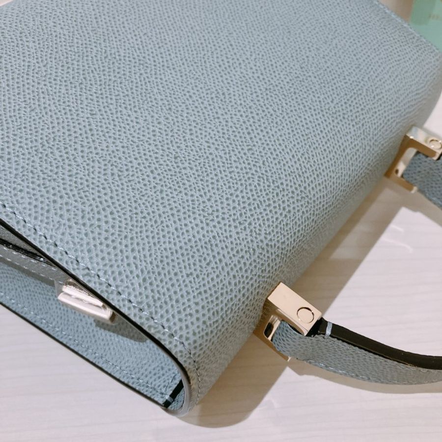TK2114 Valextra 霧霾藍金扣 手提肩背斜背包 Valextra Iside Crossbody Micro Bag Smokey Blue-24