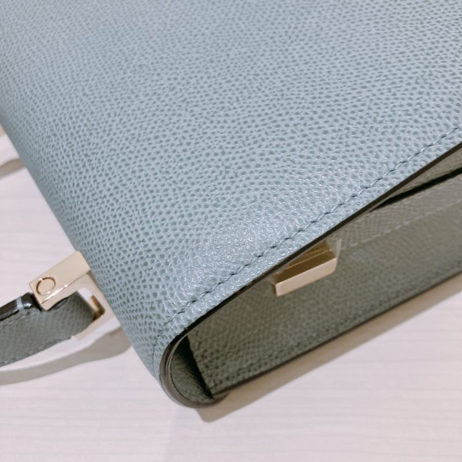 TK2114 Valextra 霧霾藍金扣 手提肩背斜背包 Valextra Iside Crossbody Micro Bag Smokey Blue-25