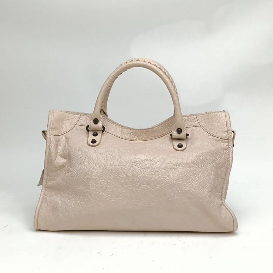 BALENCIAGA 杏仁白羊皮Lecity機車包中號新款肩背包-2
