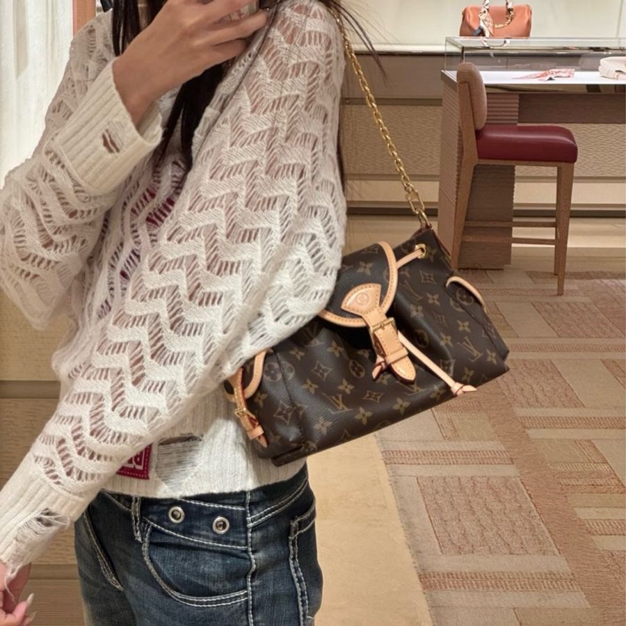 路易威登/Louis Vuitton ODYSSÉE 手袋 奧德賽小號 棕色老花餃子包單肩包斜挎包 金扣-9