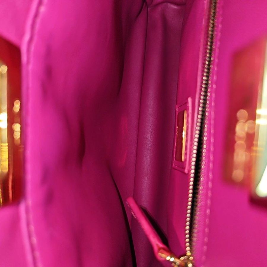 FENDI Peekaboo玫粉色羊皮肩背包手提包斜背包-5