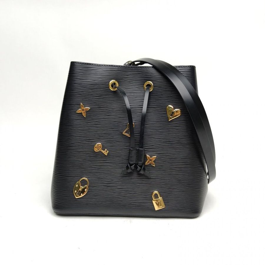 LOUIS VUITTON NÉONOÉ水桶包中號黑色EPI水波紋牛皮金扣肩背包-0
