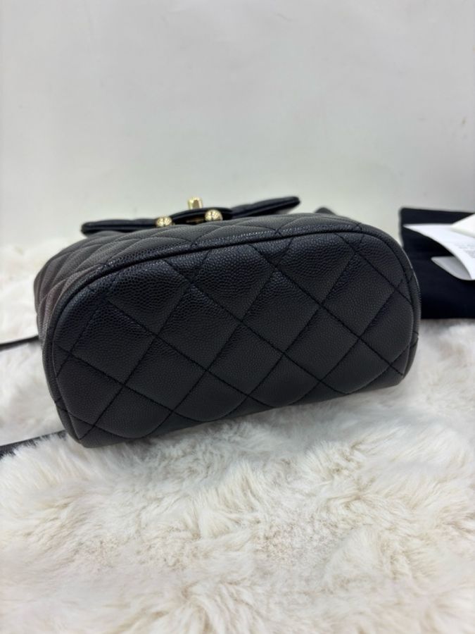 Chanel 香奈兒 25C小號黑金荔枝牛皮薩爾斯堡雙肩包 有單 尺寸23x18x10cm-5