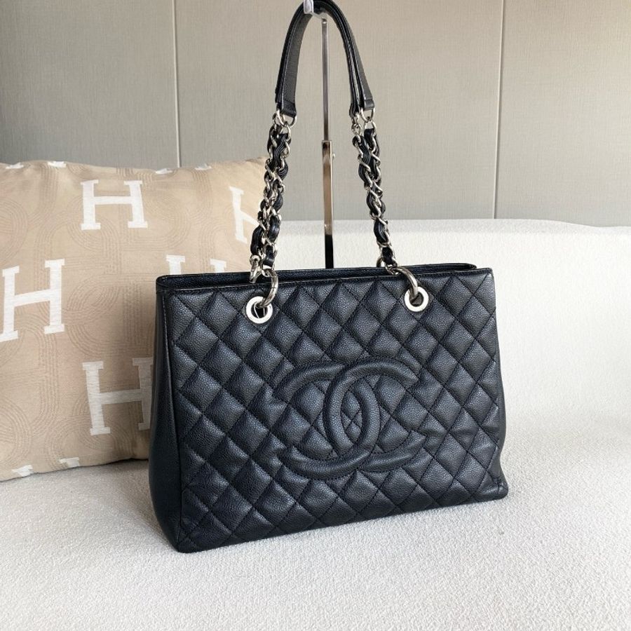 Chanel香奈兒黑銀GST托特包中號-3