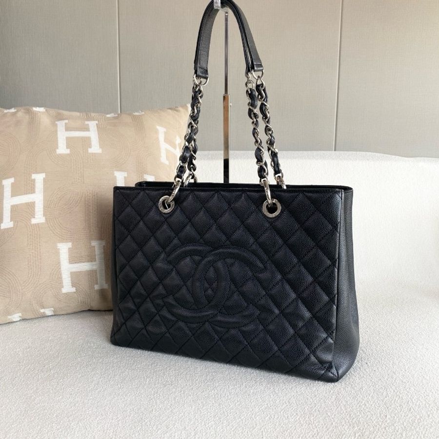 Chanel香奈兒黑銀GST托特包中號-5
