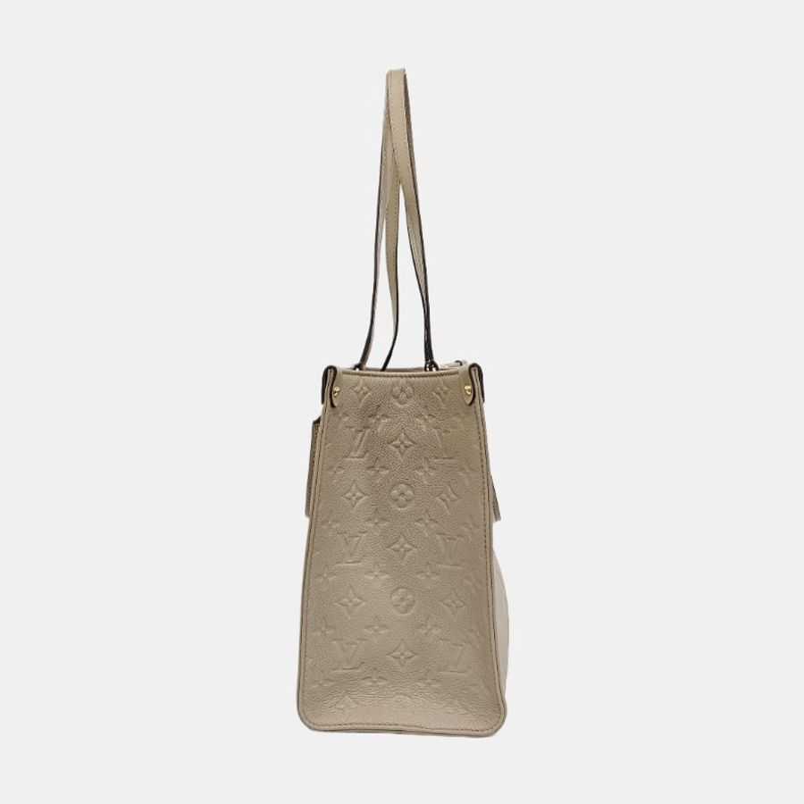 LOUIS VUITTON ON THE GO中號灰色牛皮老花壓紋叢林包肩背包手提包晶片款-3