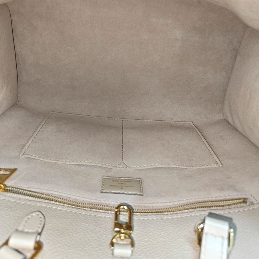 LOUIS VUITTON ON THE GO中號灰色牛皮老花壓紋叢林包肩背包手提包晶片款-6