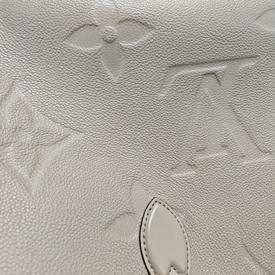 LOUIS VUITTON ON THE GO中號灰色牛皮老花壓紋叢林包肩背包手提包晶片款-7