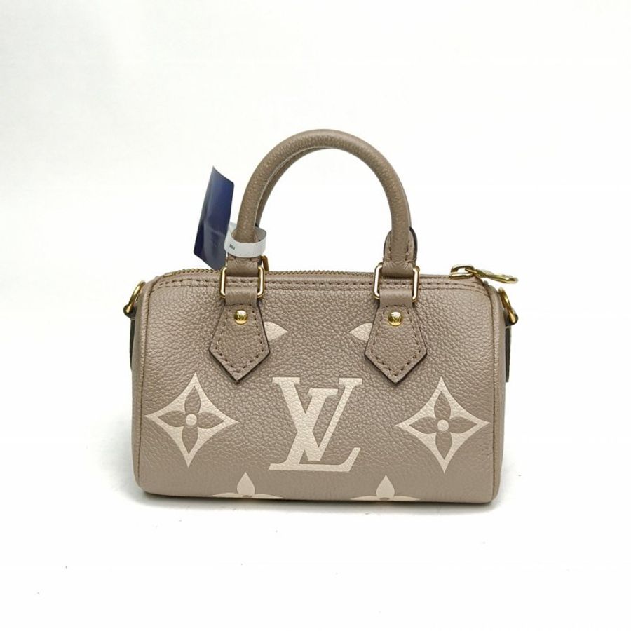 LOUIS VUITTON SpNano16灰色牛皮晶片大Logo印花肩背包-2