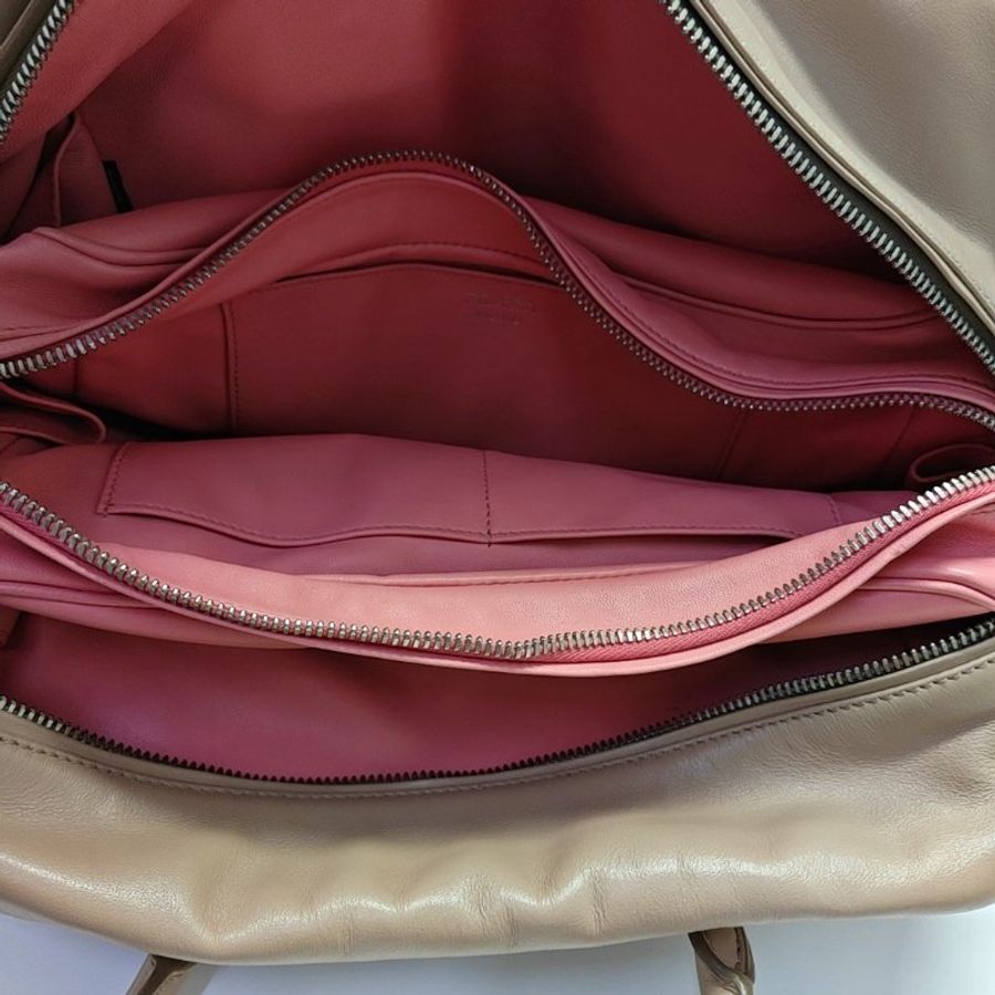 PRADA Inside裸粉色牛皮單肩包手提包-6