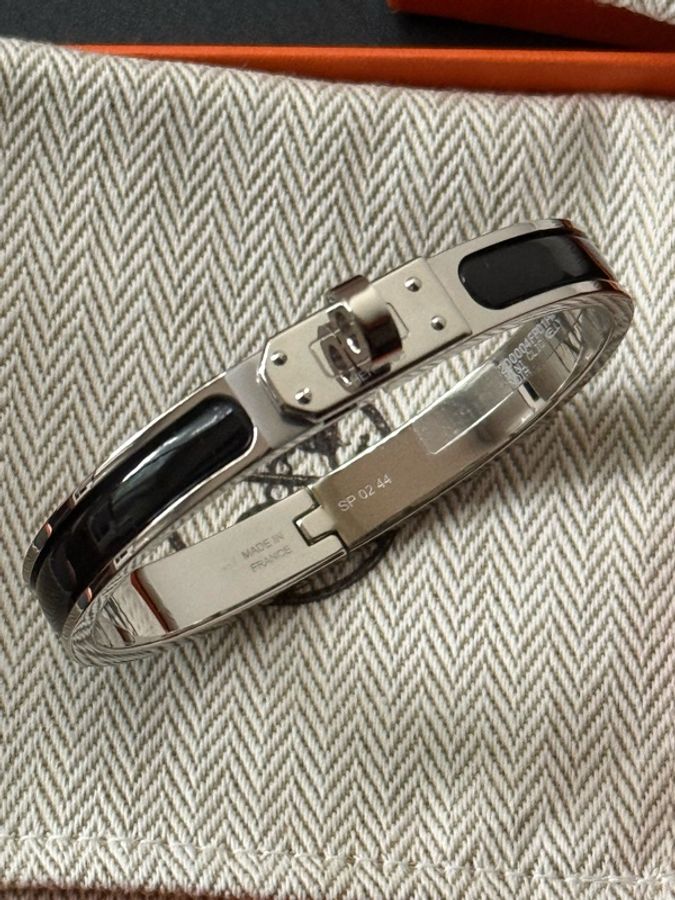 Hermes Mini Clic H 黑色 銀釦 PM 尺寸 手環-0