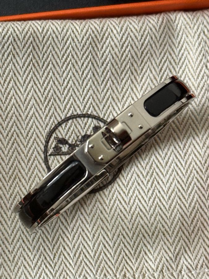 Hermes Mini Clic H 黑色 銀釦 PM 尺寸 手環-1