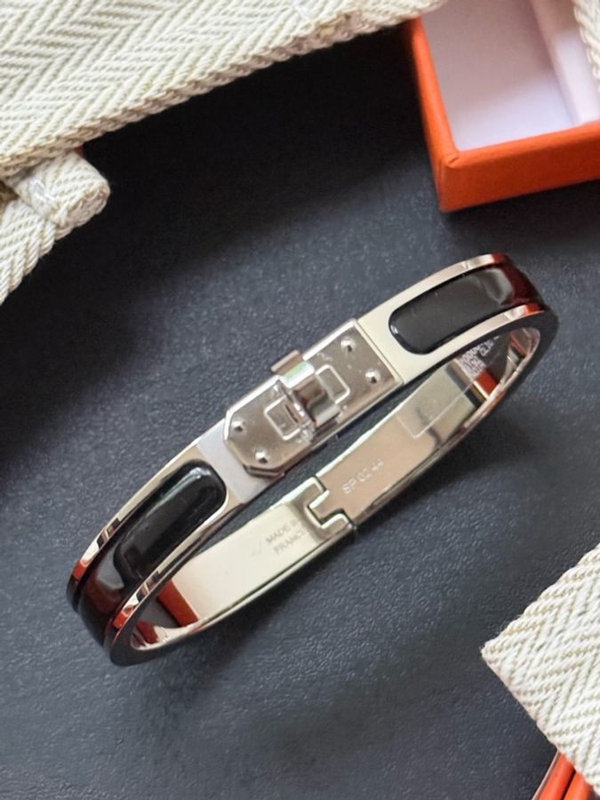 Hermes Mini Clic H 黑色 銀釦 PM 尺寸 手環-3
