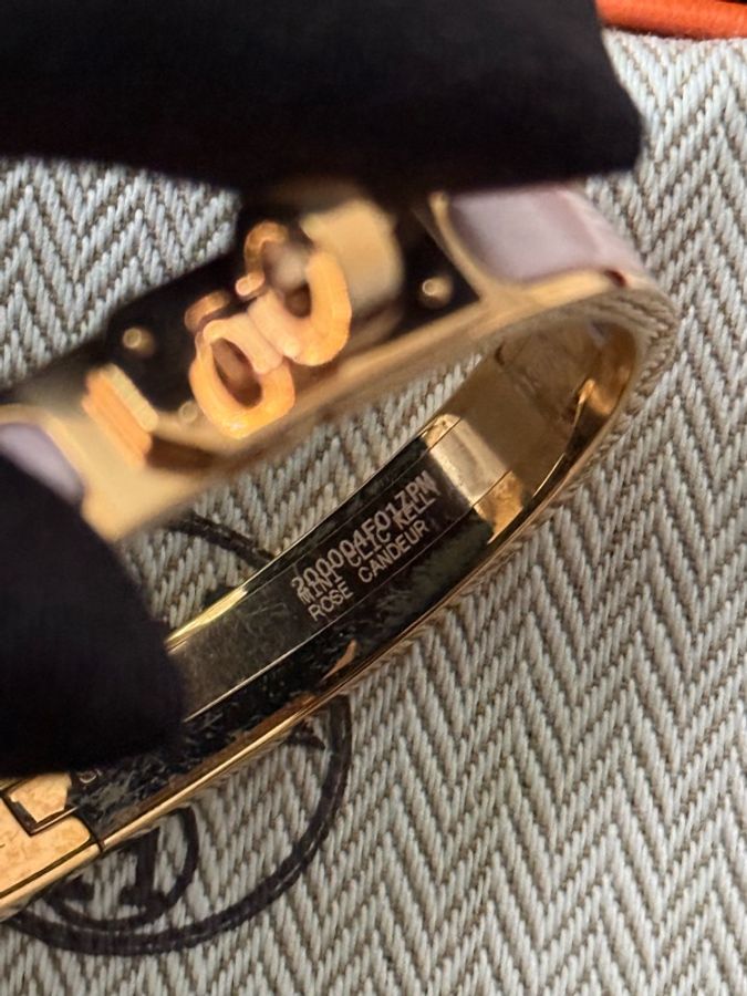 Hermes Mini Clic H 粉紅色 玫瑰金釦 PM 尺寸 手環-2