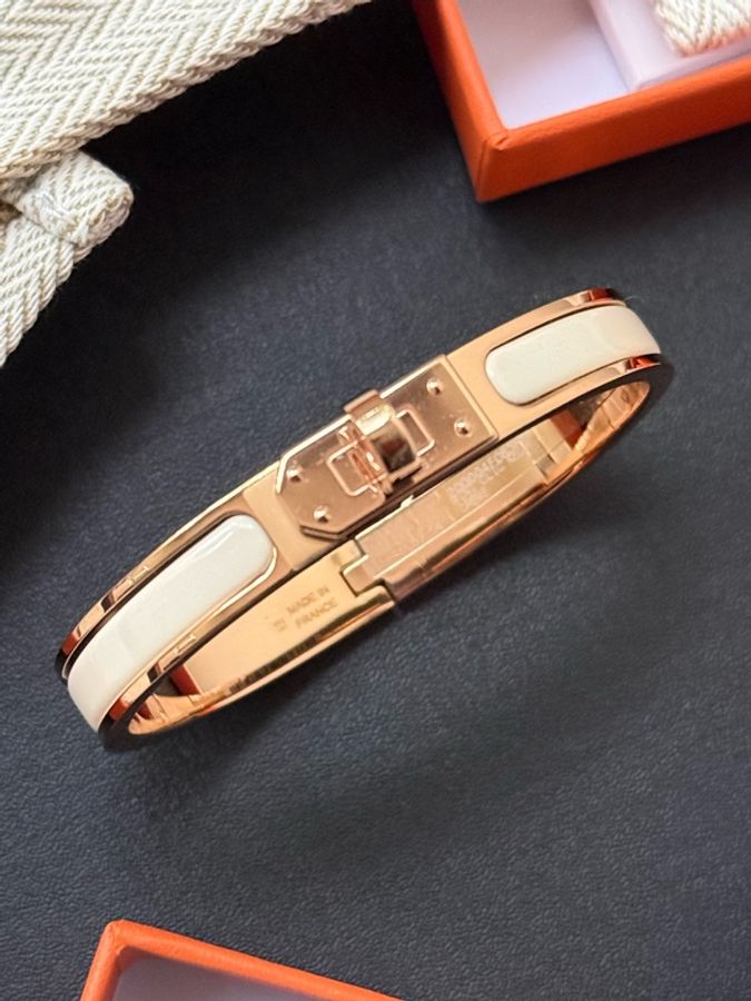 Hermes Mini Clic H Cream奶油色 玫瑰金釦 PM 尺寸 手環-0