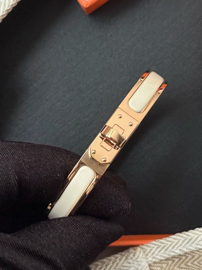 Hermes Mini Clic H Cream奶油色 玫瑰金釦 PM 尺寸 手環-1