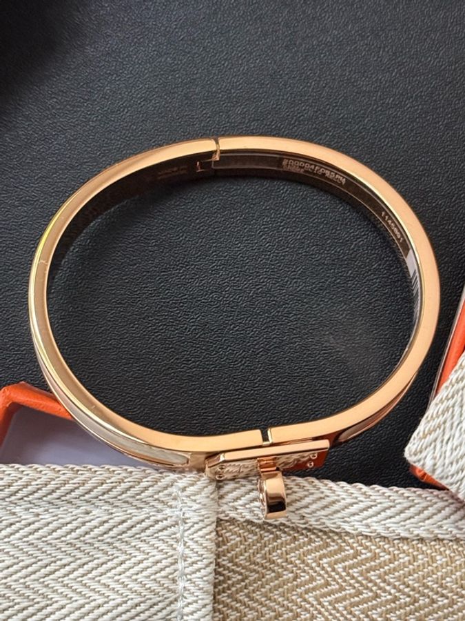 Hermes Mini Clic H Cream奶油色 玫瑰金釦 PM 尺寸 手環-3