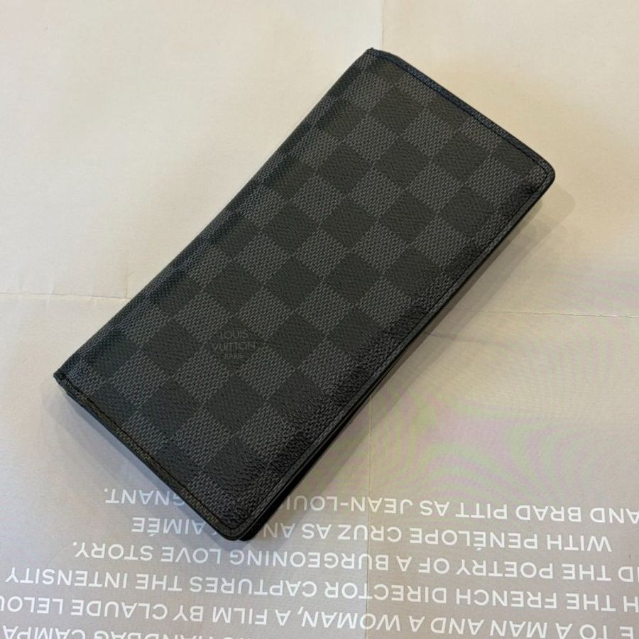 LV黑灰棋盤格對開長夾-0