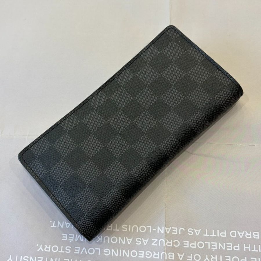 LV黑灰棋盤格對開長夾-1