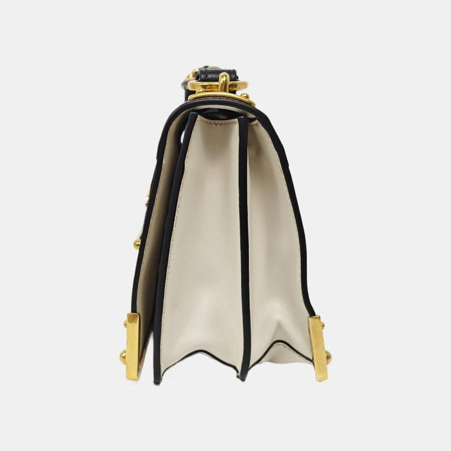 PRADA Cahier白色牛皮十字紋單肩包手提包-2