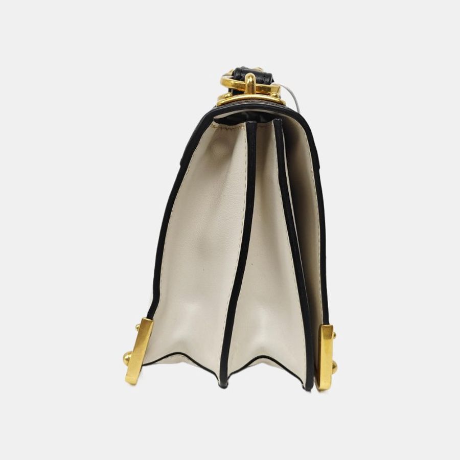 PRADA Cahier白色牛皮十字紋單肩包手提包-3
