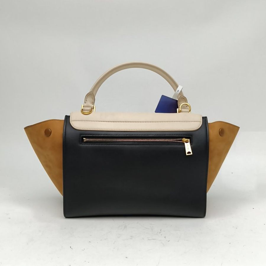 CELINE Trapeze秋千包小號拼色牛皮/麂皮金扣肩背包-2