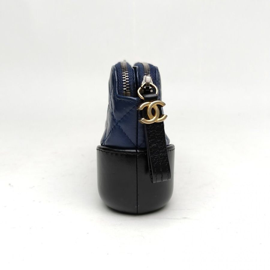 CHANEL 拼色牛皮25開金扣mini流浪包斜挎包肩背包-3