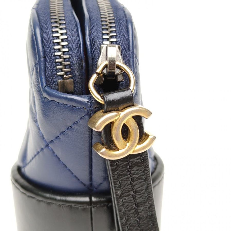 CHANEL 拼色牛皮25開金扣mini流浪包斜挎包肩背包-4