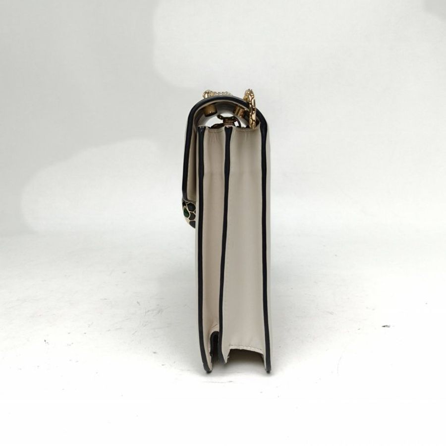 BVLGARI SerpentiForever風琴蛇頭包白色牛皮肩背包-1