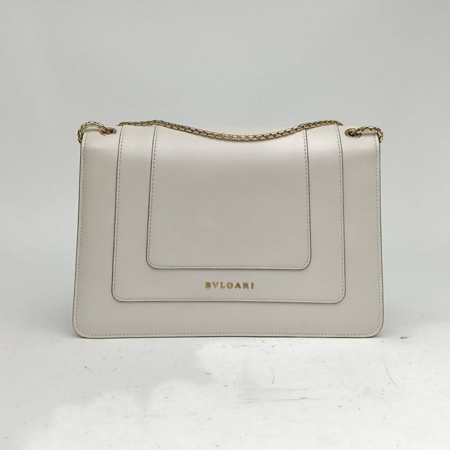 BVLGARI SerpentiForever風琴蛇頭包白色牛皮肩背包-2