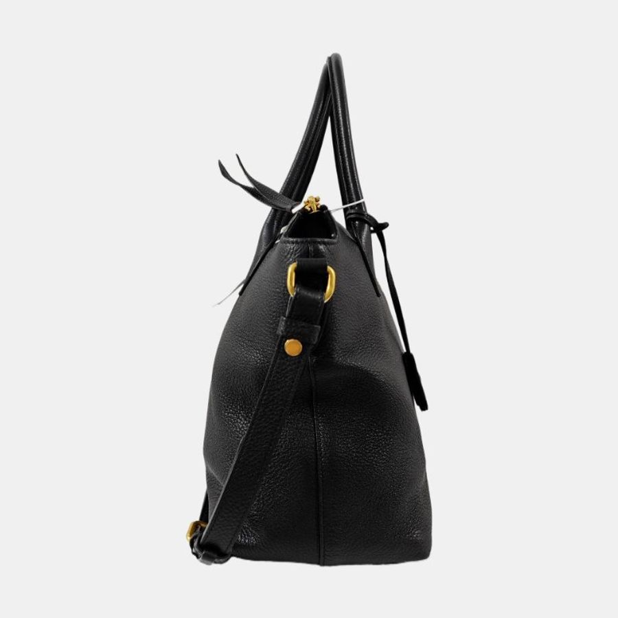 PRADA Vitello Phenix 相機包黑色牛皮十字紋-3
