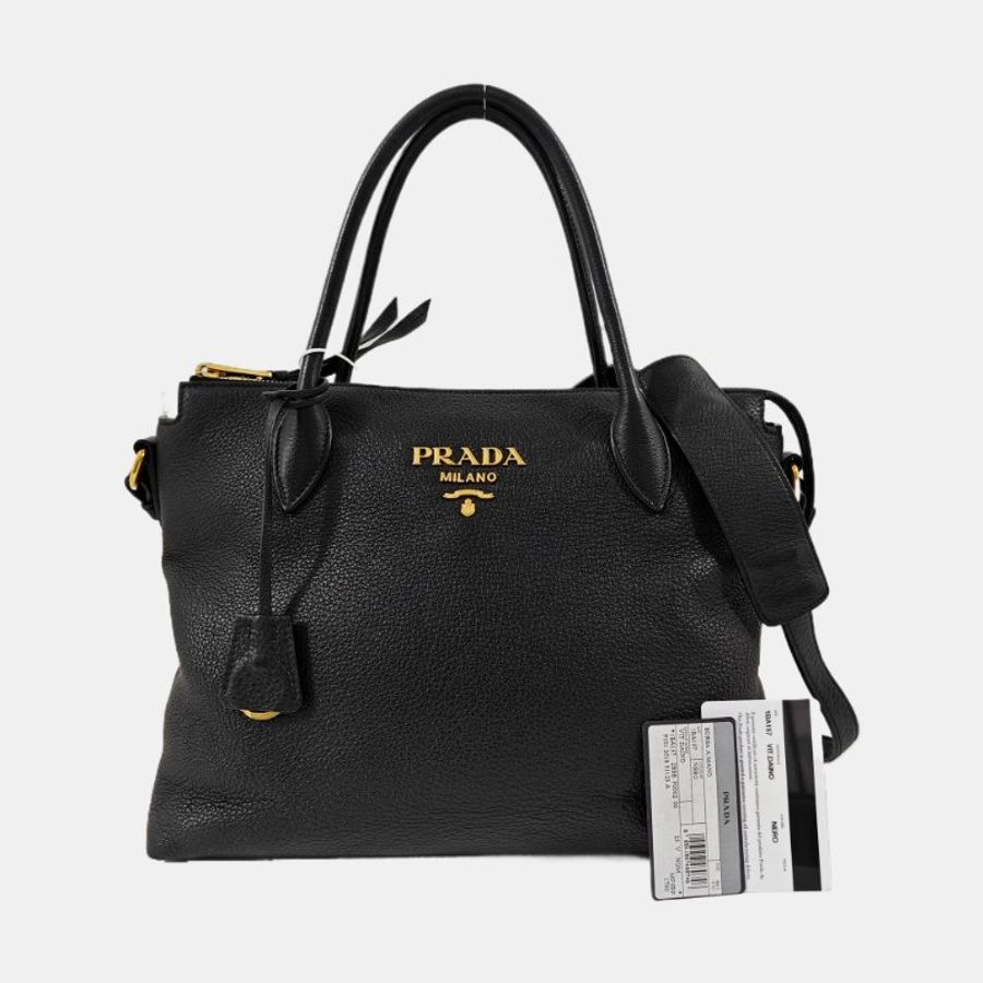 PRADA Vitello Phenix 相機包黑色牛皮十字紋-7