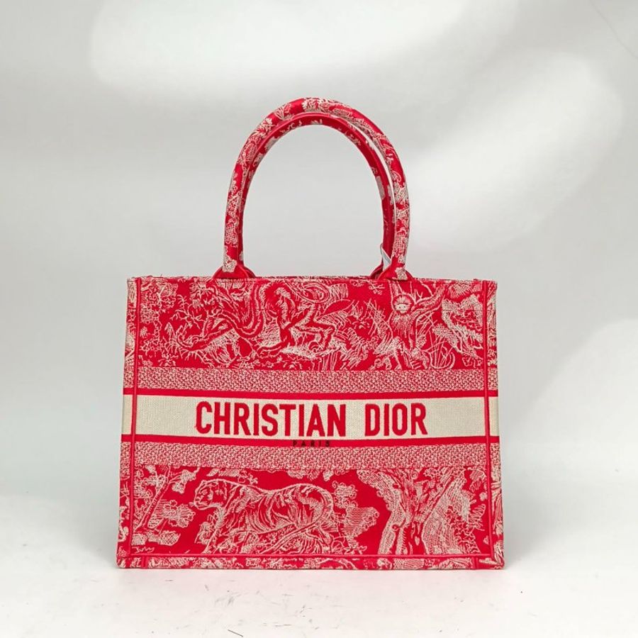 DIOR BookTote中號36紅色帆布肩背包-0