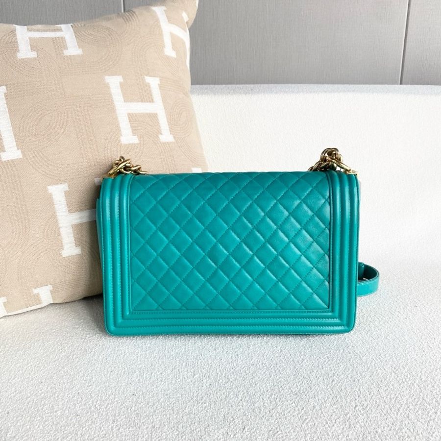 Chanel香奈兒Leboy中大号 綠色金扣-2