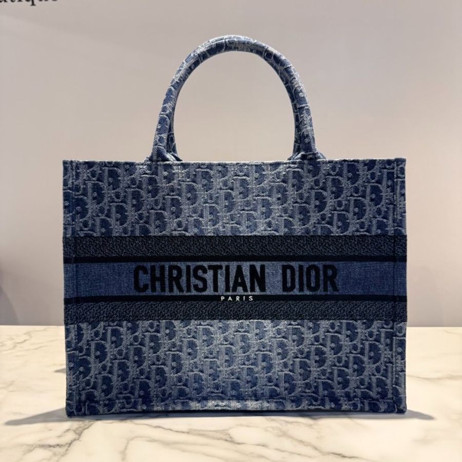 DIOR Book Tote 單寧緹花大號托特包-0