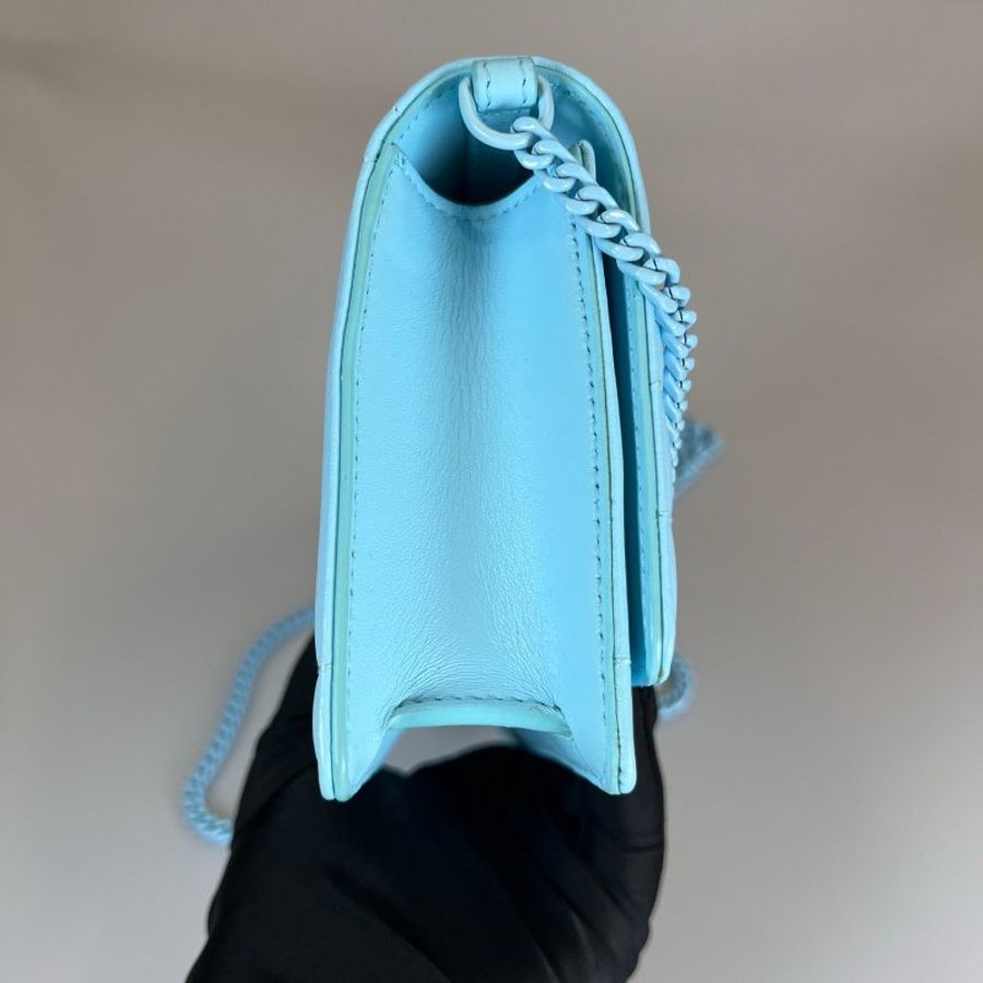 BURBERRY 藍格紋縫線TB鍊條斜背包-3