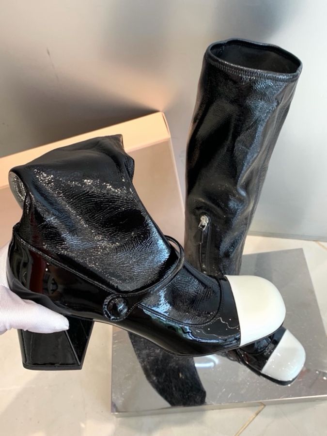 miumiu缪缪 黑色玛丽珍长筒靴-1