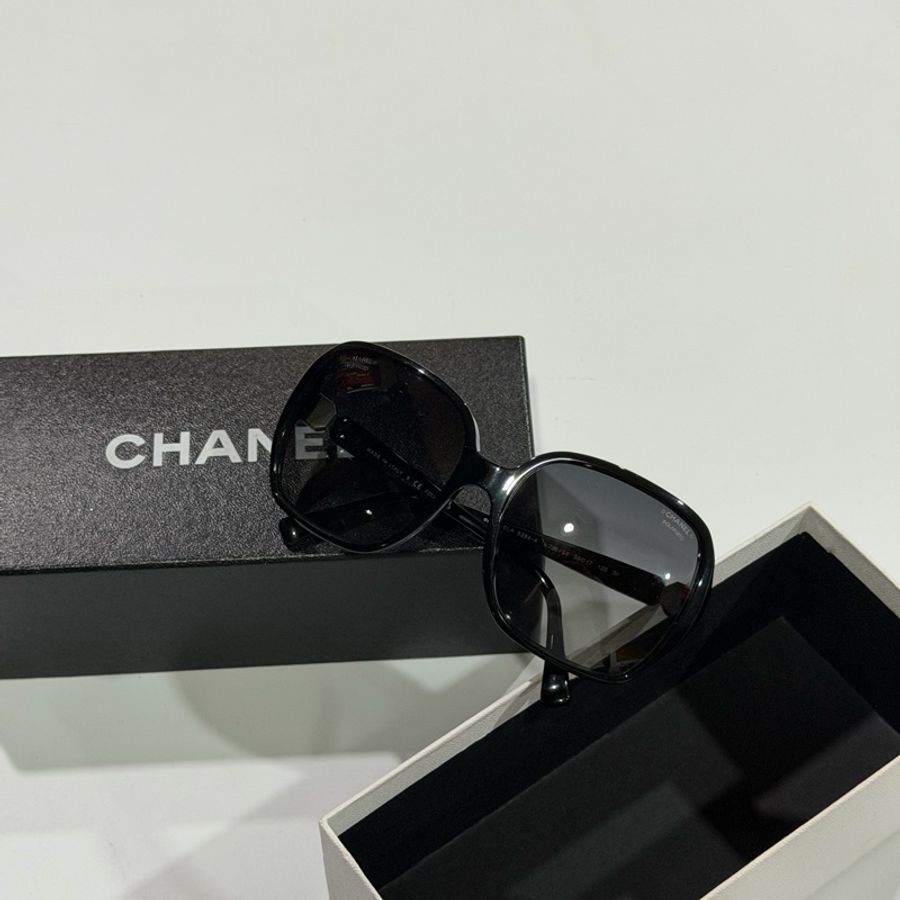 Chanel • 經典大框琺瑯釦墨鏡 🈶原廠盒裝-3