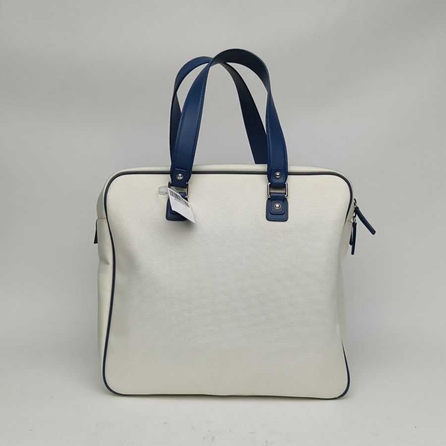 CHANEL 白色帆布22開銀扣小香手提包肩背包-2