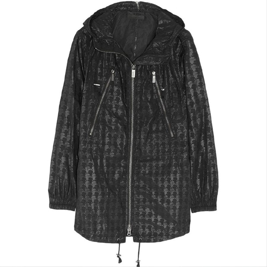 【Karl Lagerfeld】黑色經典老佛爺剪影滿版防風防雨連帽外-7