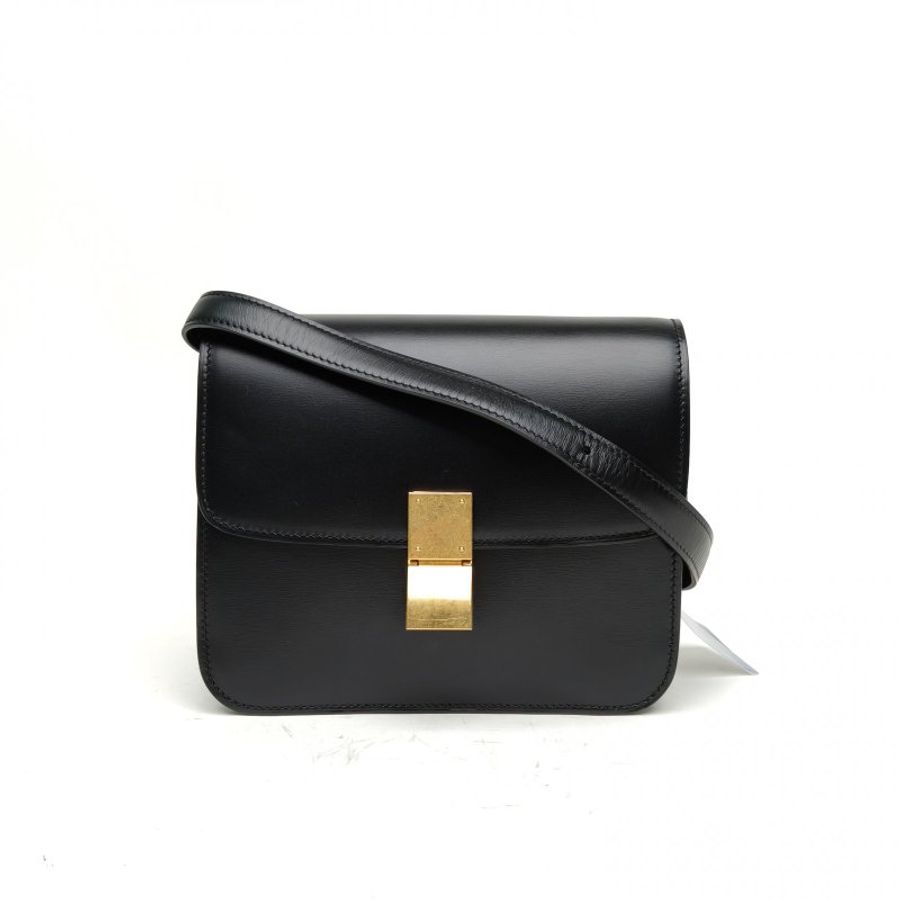 CELINE ClassicBoxTeen黑色牛皮肩背包-0