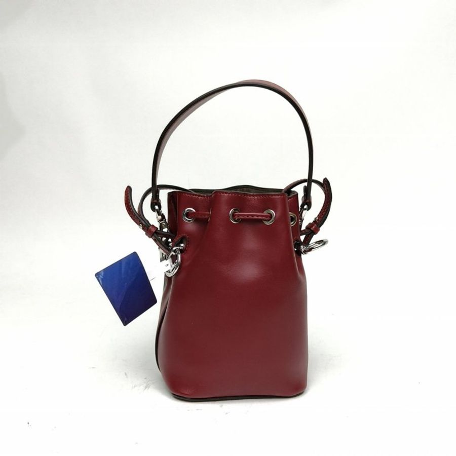 FENDI 紅色牛皮銀扣MONTRESOR迷你水桶包肩背包-2
