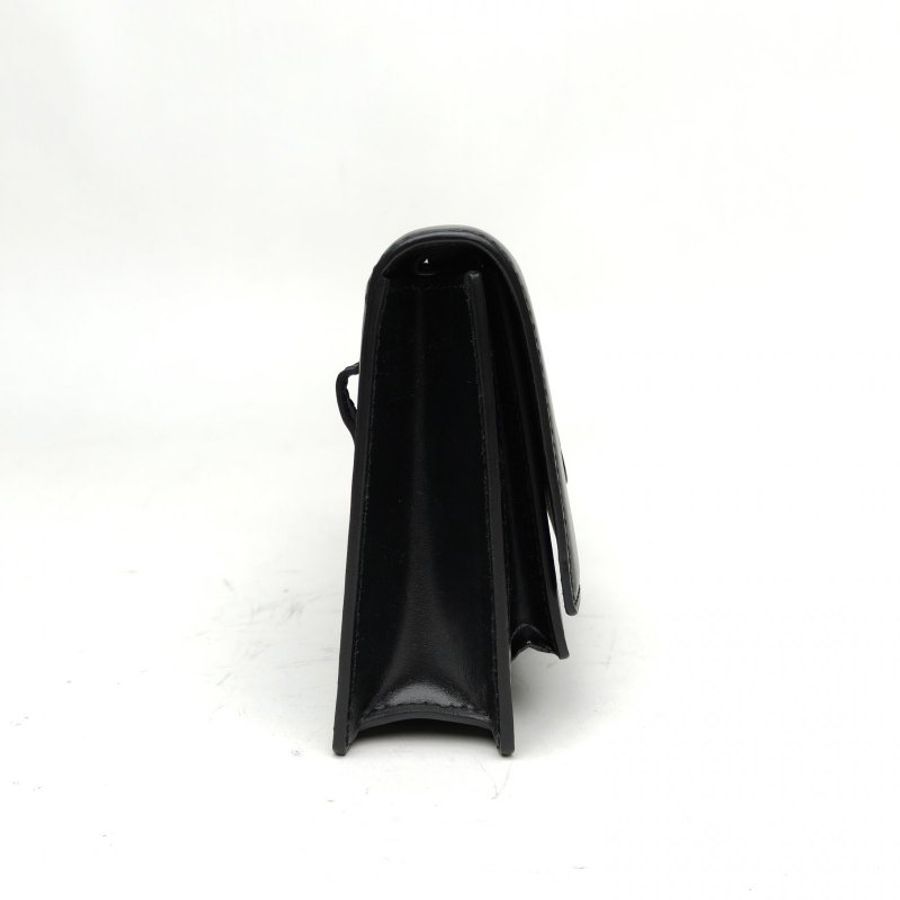 BALENCIAGA 黑色牛皮BB標誌腰包肩背包-3
