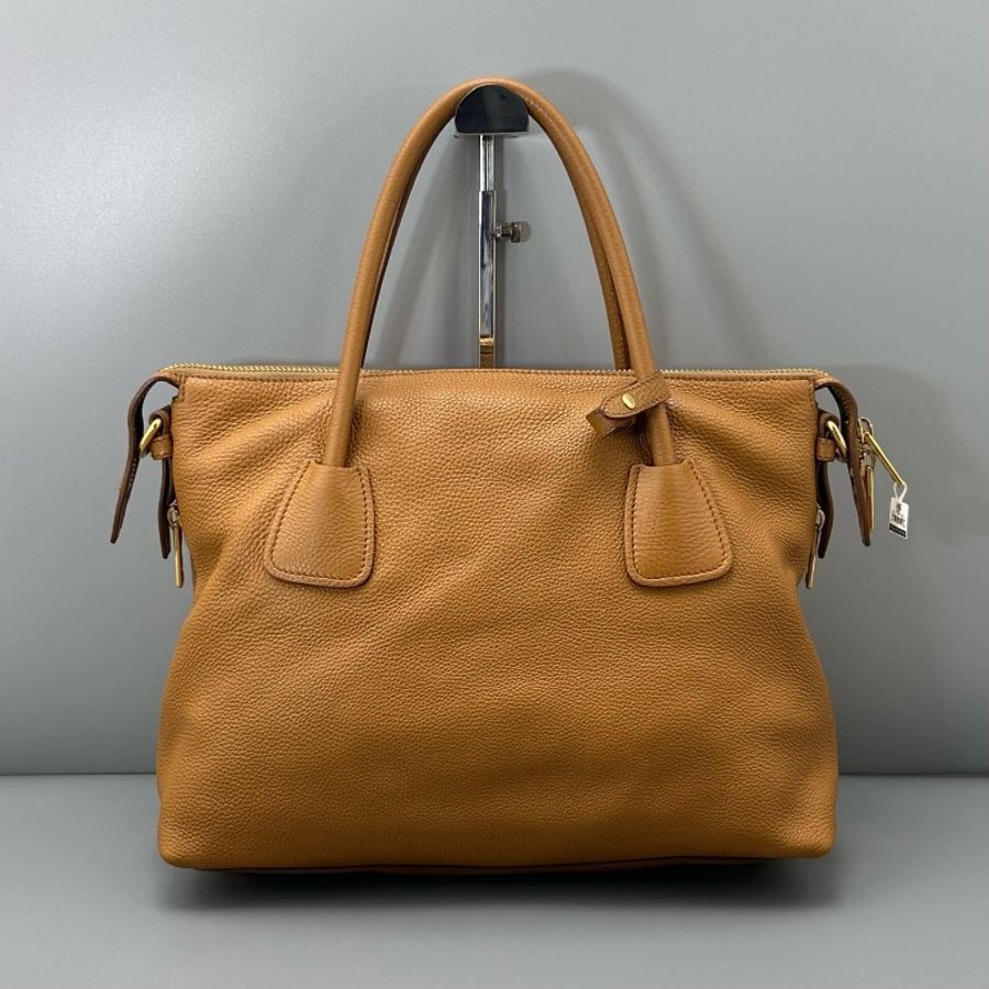 Prada 牛皮托特肩背包 焦糖色-1