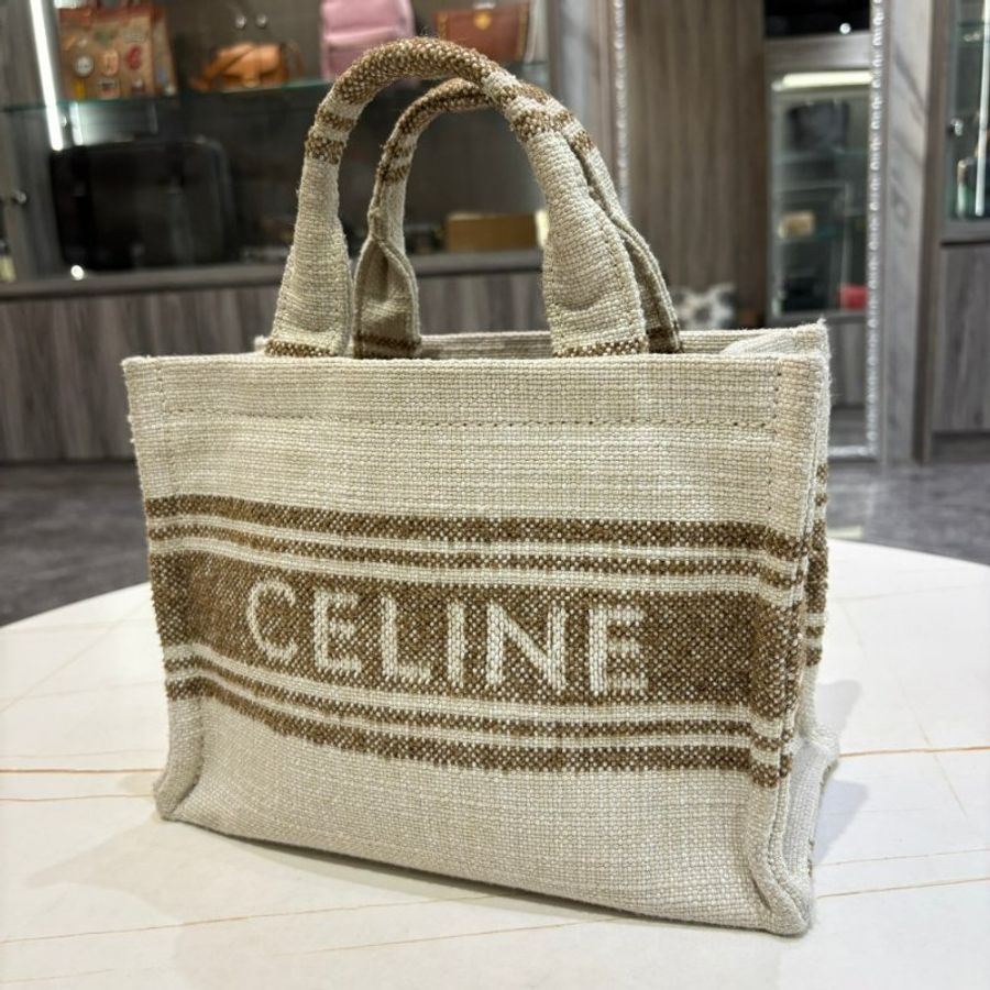 *SHIHNA名牌精品* CELINE CABAS THAIS 咖色條紋托特包-1
