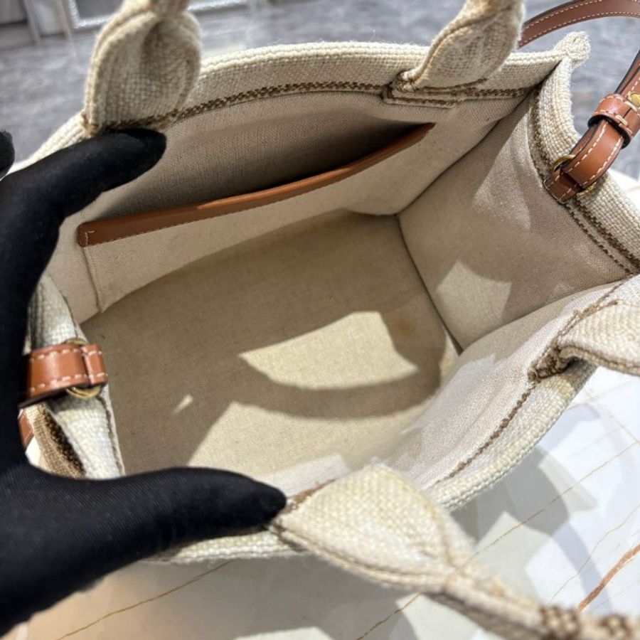 *SHIHNA名牌精品* CELINE CABAS THAIS 咖色條紋托特包-6