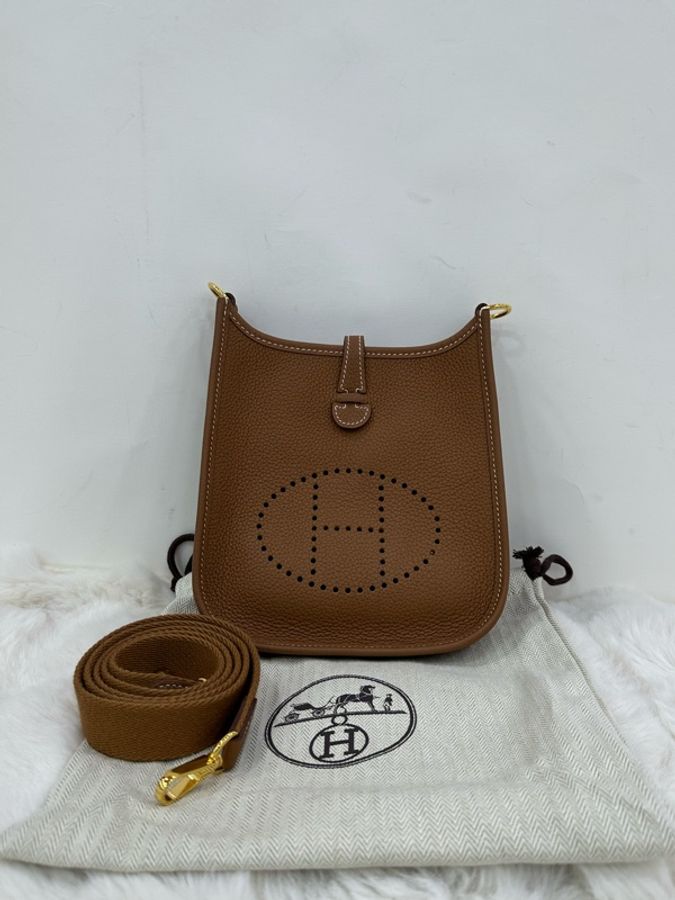Hermes 愛馬仕 mini evelyne 金金 U刻-0