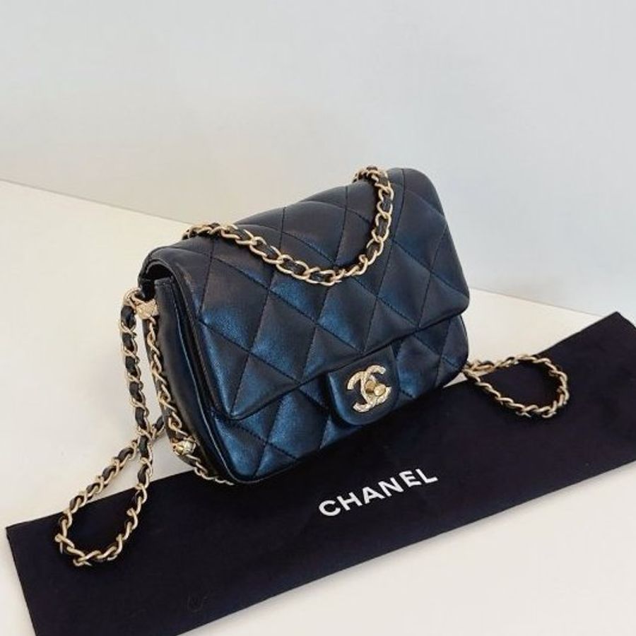近新品 香奈兒/Chanel 黑金滾邊鏈CF方胖子-2