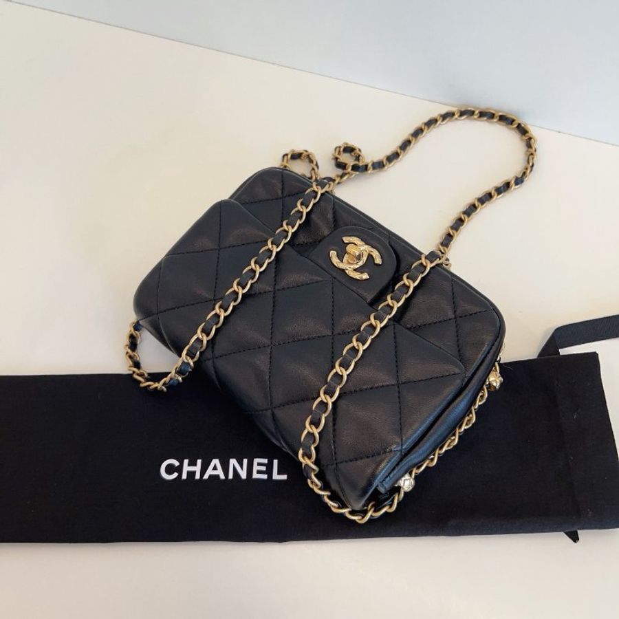 近新品 香奈兒/Chanel 黑金滾邊鏈CF方胖子-4
