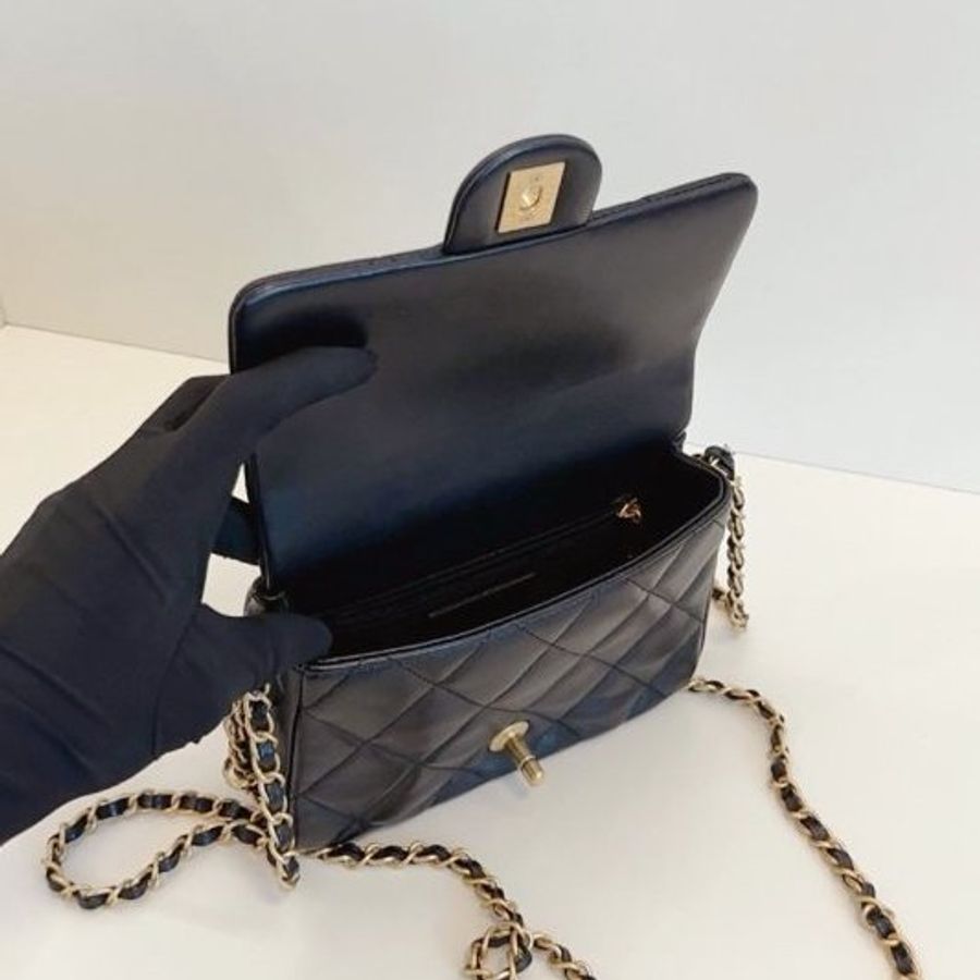 近新品 香奈兒/Chanel 黑金滾邊鏈CF方胖子-8